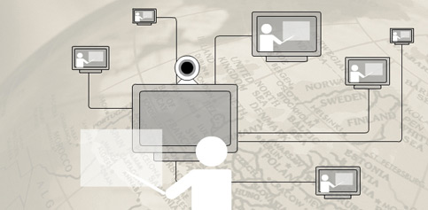 Grafik: virtuelle Konferenz im bfz